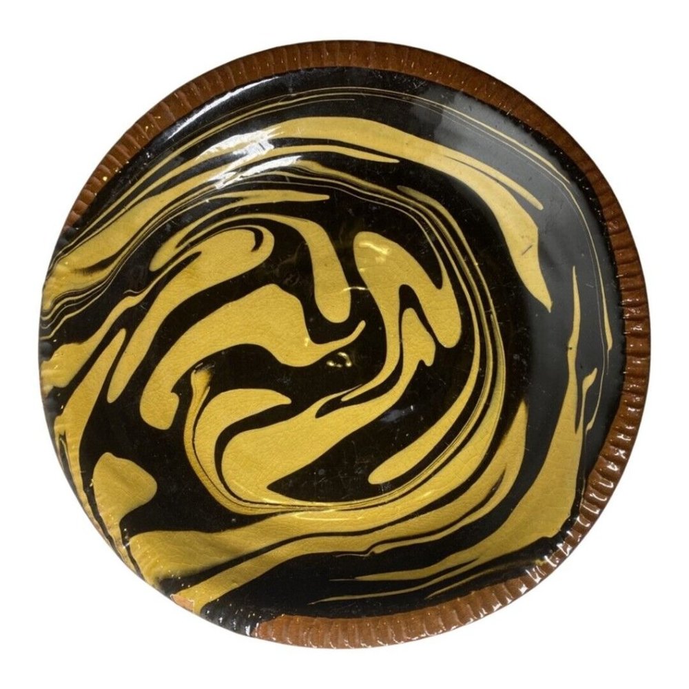 Williamsburg Restoration Pottery Plate 7 in Brown and Yellow Swirl Plate